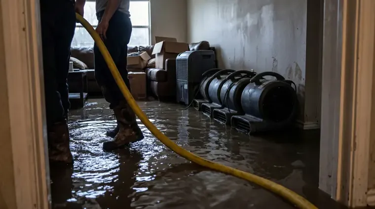 Air movers drying a floor after a water loss in Elkridge, MD